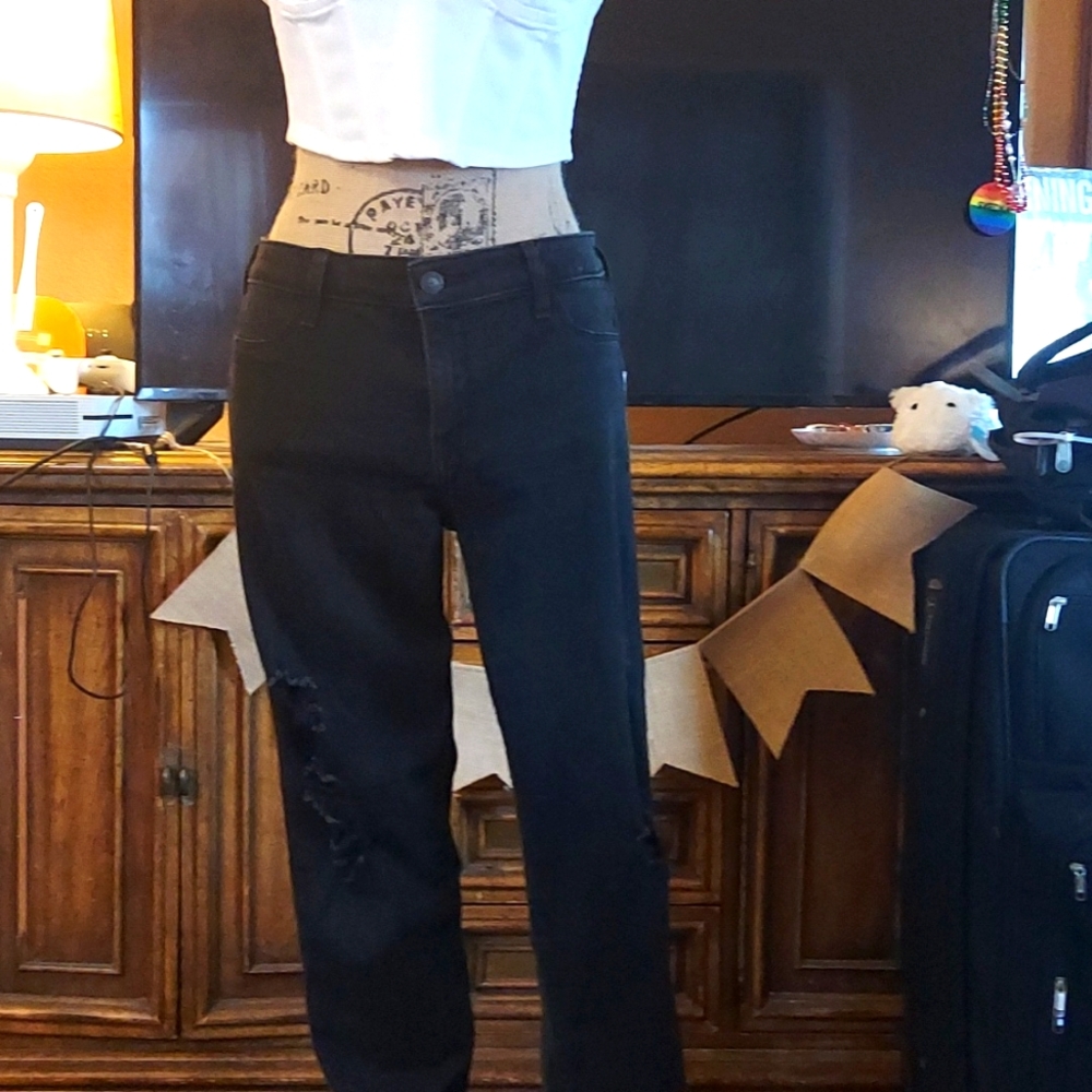 HOLLISTER BLACK DISTRESSED STRETCH JEGGINGS JEAN LEGGING PANTS